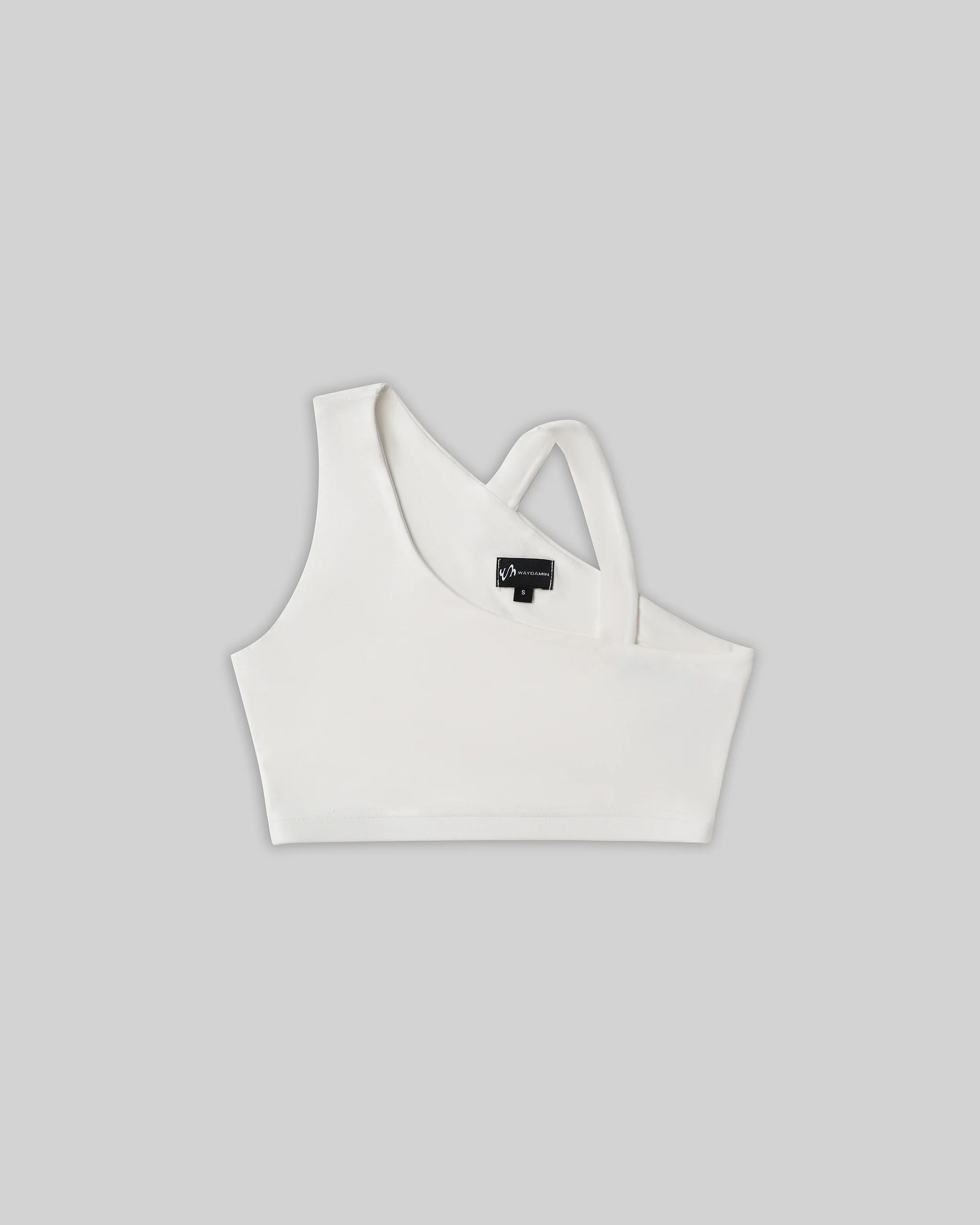 BASICS ASYMMETRICAL BRA TOP (WHITE) - Image 2