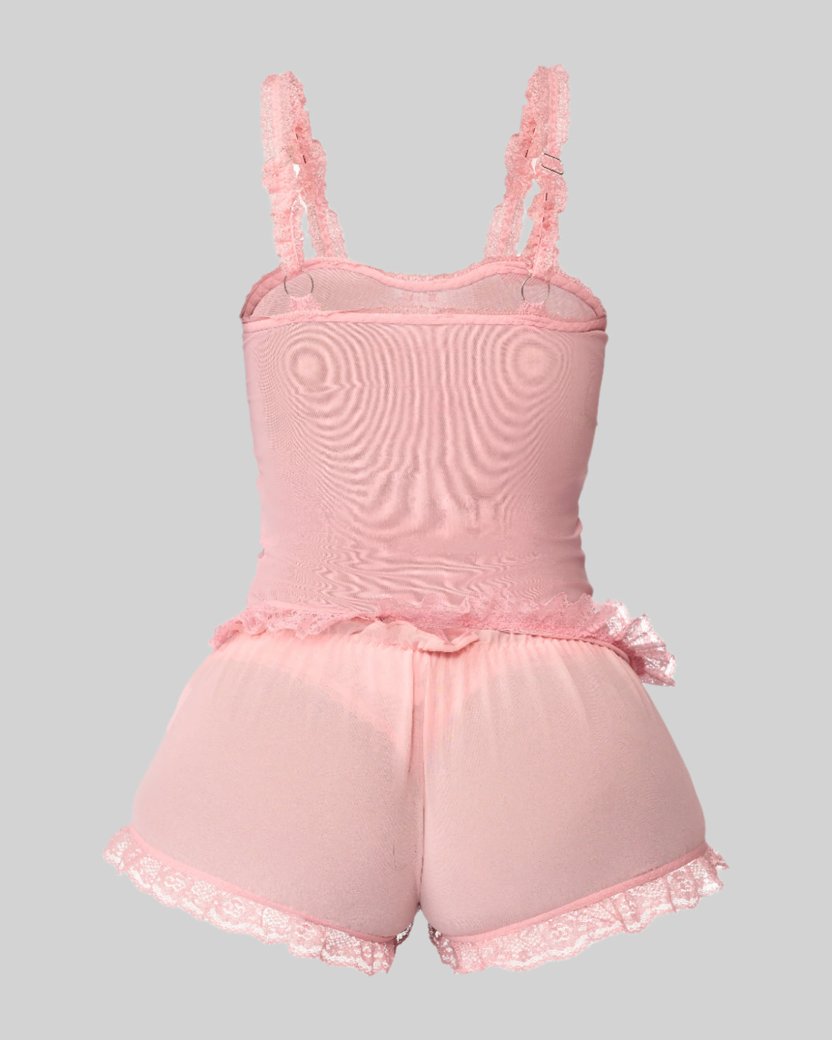 LOVE ME NOT SCALLOPED MESH SHORTS (BABY PINK) - Image 5