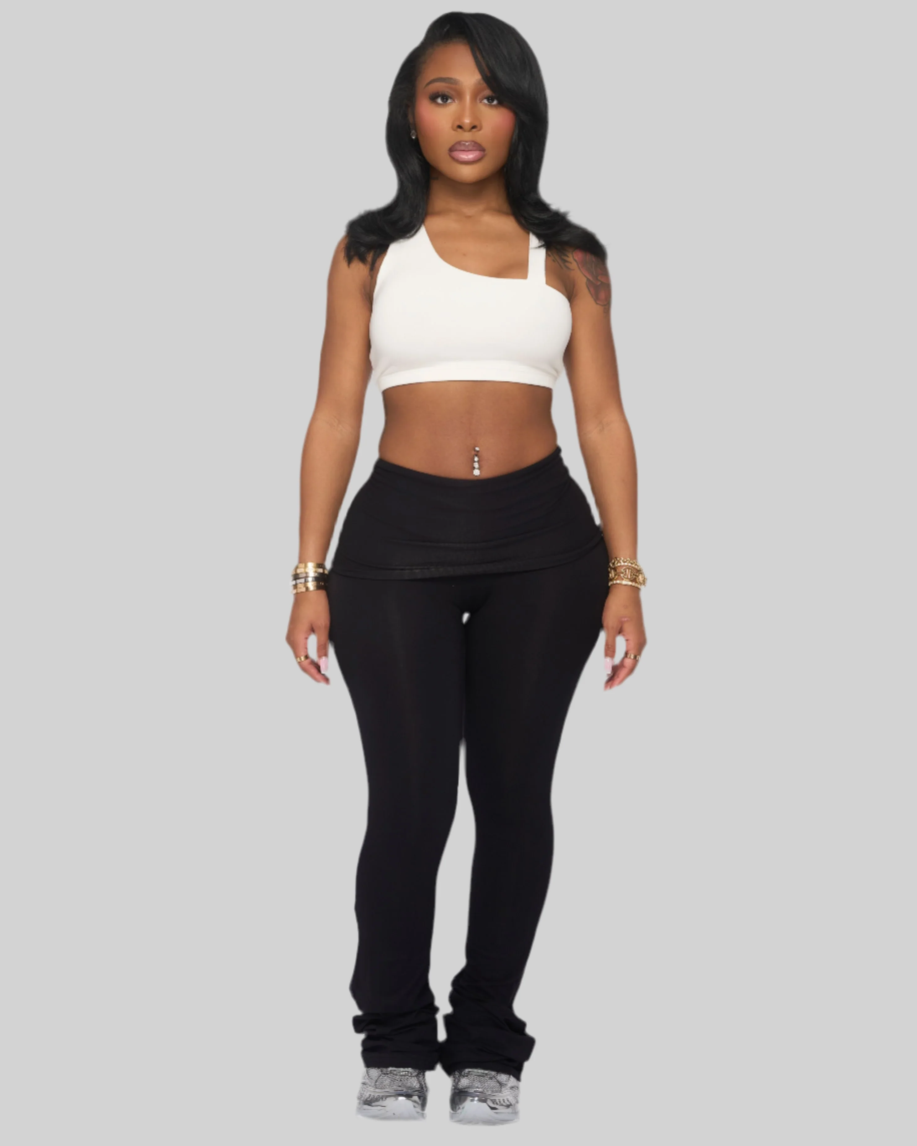 3.0 SEAMLESS FOLD OVER PANTS (BLACK) [FINAL SALE] - Image 3