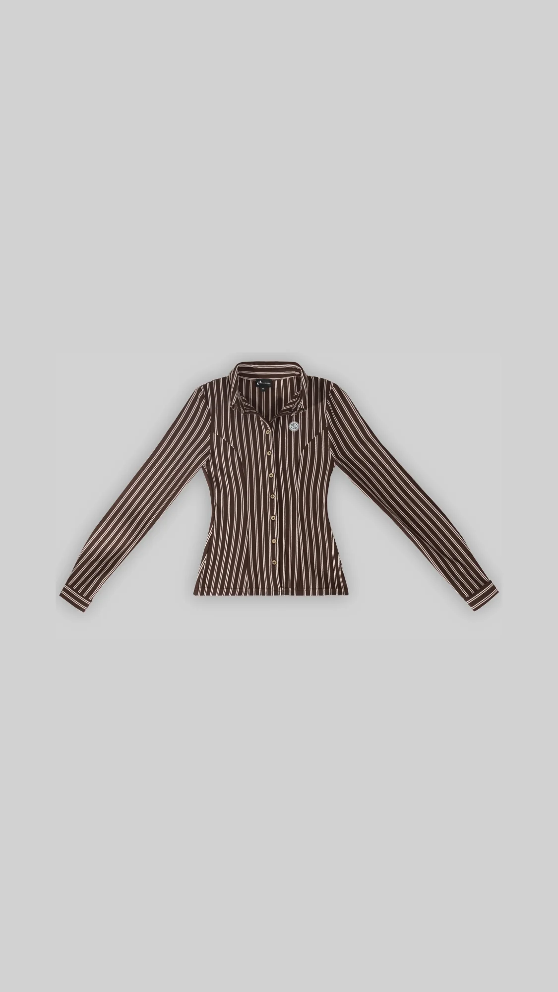 STRIPED V BUTTON TOP (ESPRESSO) - Image 2