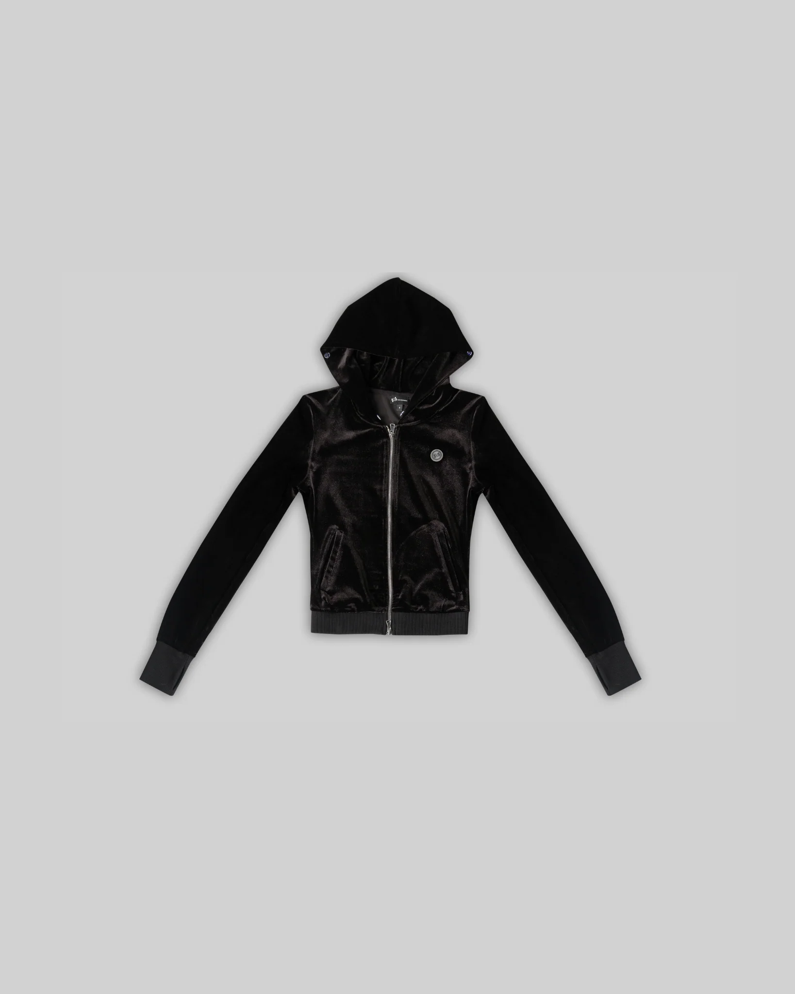 VELOUR PLUSH TRACKSUIT JACKET WITH FUR (BLACK) - Image 4